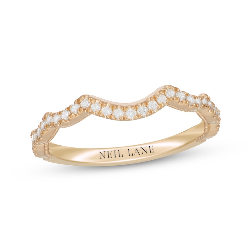 Neil Lane Diamond Scalloped Wedding Band 1/4 ct tw Yellow Gold Plated
