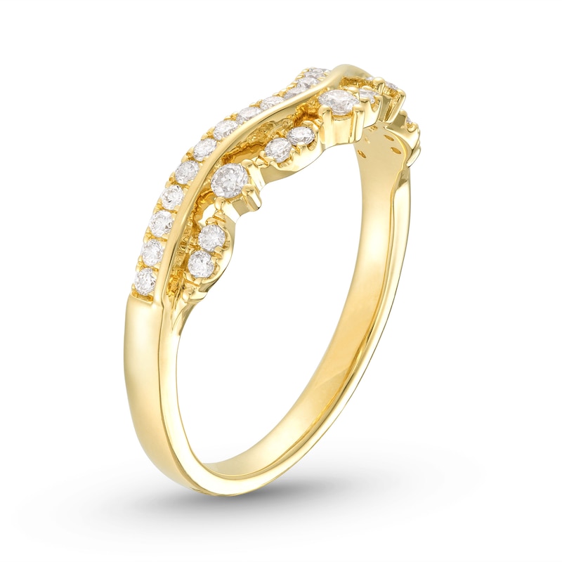 Diamond Contour Ring 1/3 ct tw Round-cut Yellow Gold Plated