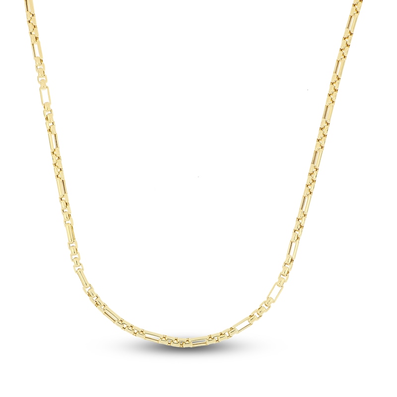 Hollow Open Box Chain Necklace Yellow Gold Plated 22"