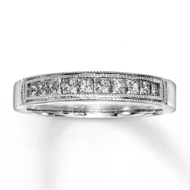 Diamond Anniversary Band 3/4 ct tw Princess-cut White Gold Plated