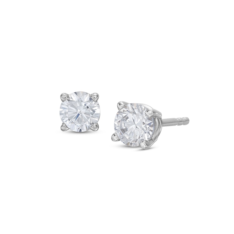 Diamond Solitaire Stud Earrings 1/2 ct tw Round-cut White Gold Plated
