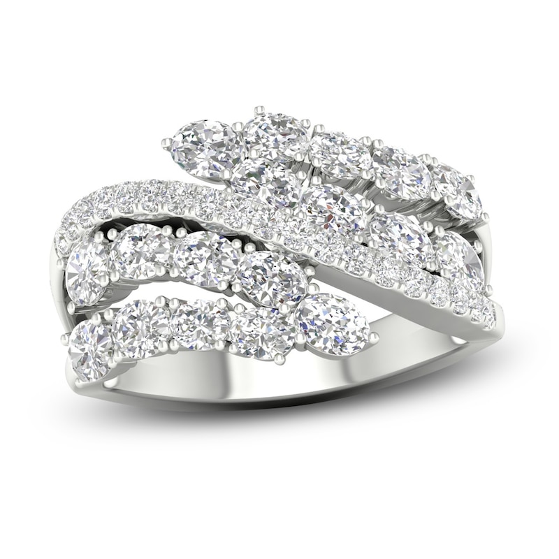 Diamond Bypass Ring 2-1/4 ct tw Oval & Round-cut White Gold Plated