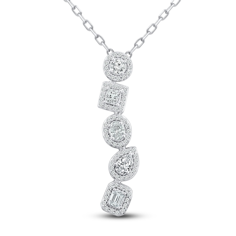 Everything You Are Diamond Necklace 1 ct tw White Gold Plated 18"