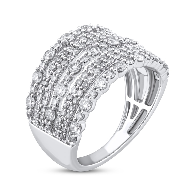 Diamond Seven-Row Ring 1-1/2 ct tw White Gold Plated