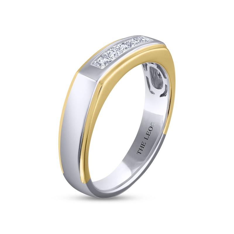 Men's THE LEO Diamond Wedding Band 1/2 ct tw Square-cut Two-Tone Gold Plated