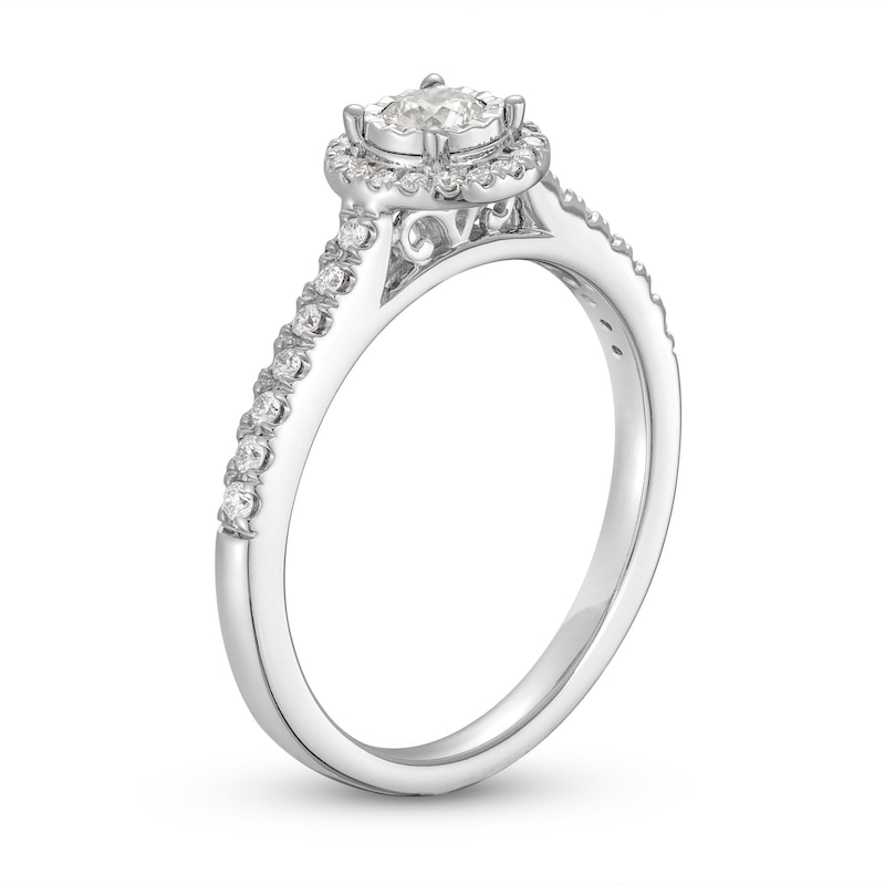 Diamond Engagement Ring 1/3 ct tw Round-cut White Gold Plated