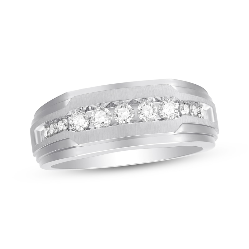 Men's Diamond Wedding Band 1/2 Carat tw White Gold Plated