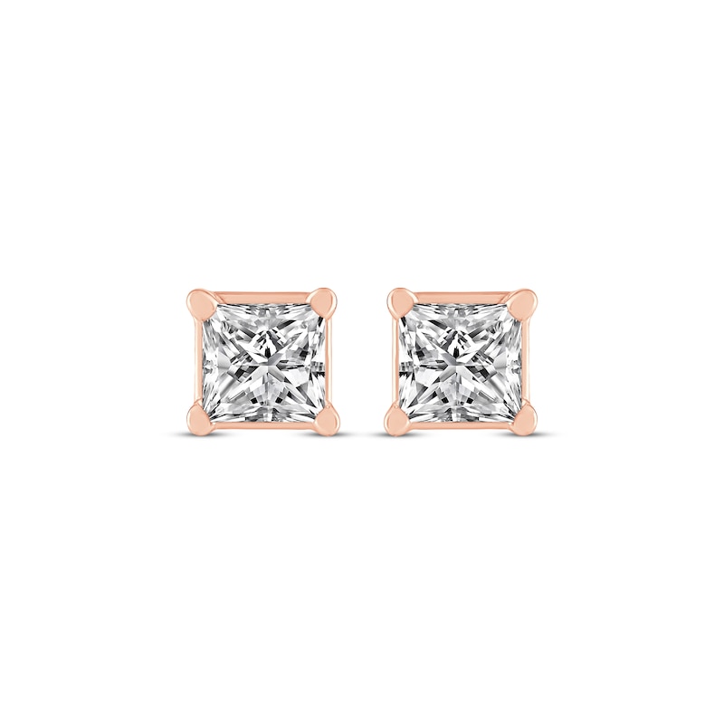Princess-Cut Diamond Solitaire Stud Earrings 1/2 ct tw Rose Gold Plated