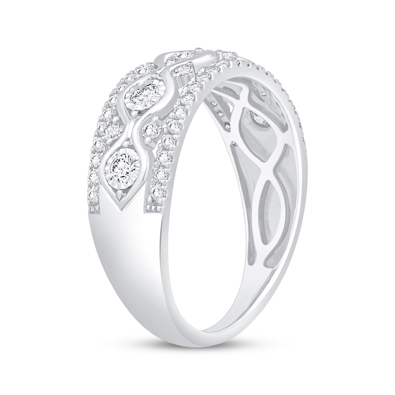 Diamond Wave Anniversary Band 1/2 ct tw White Gold Plated