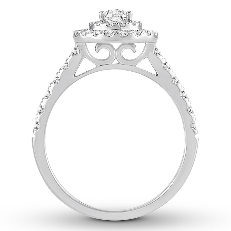Pear-Shaped Diamond Engagement Ring 1 ct tw Pear & Round-cut White Gold Plated