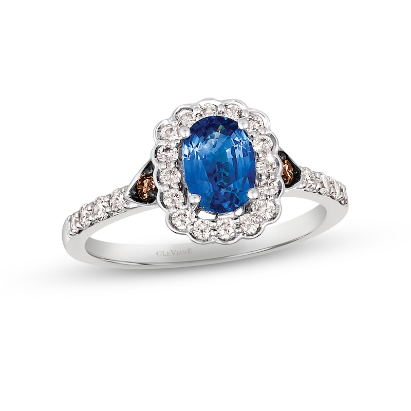 Le Vian Creme Brulee Blue Sapphire Ring 1/2 ct tw Diamonds Vanilla Gold Plated