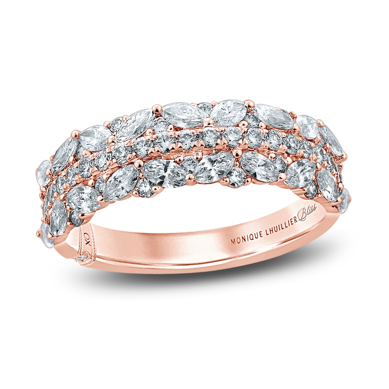 Monique Lhuillier Bliss Diamond Wedding Band 1-1/4 ct tw Round & Marquise-cut Rose Gold Plated