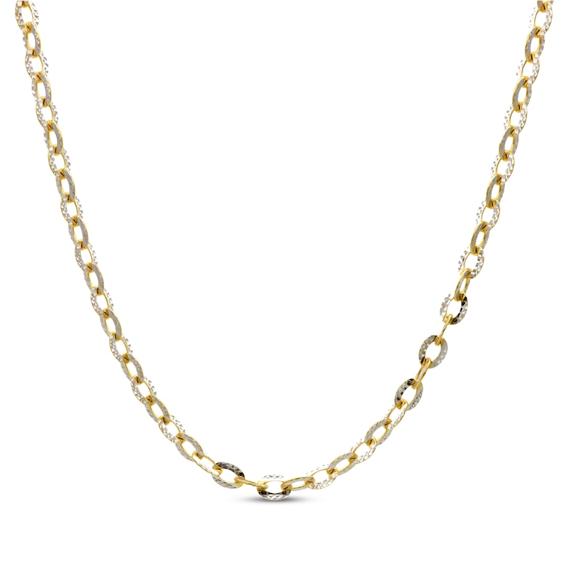 Diamond-Cut 4.3mm Solid Cable Chain Necklace Yellow Gold Plated 18"