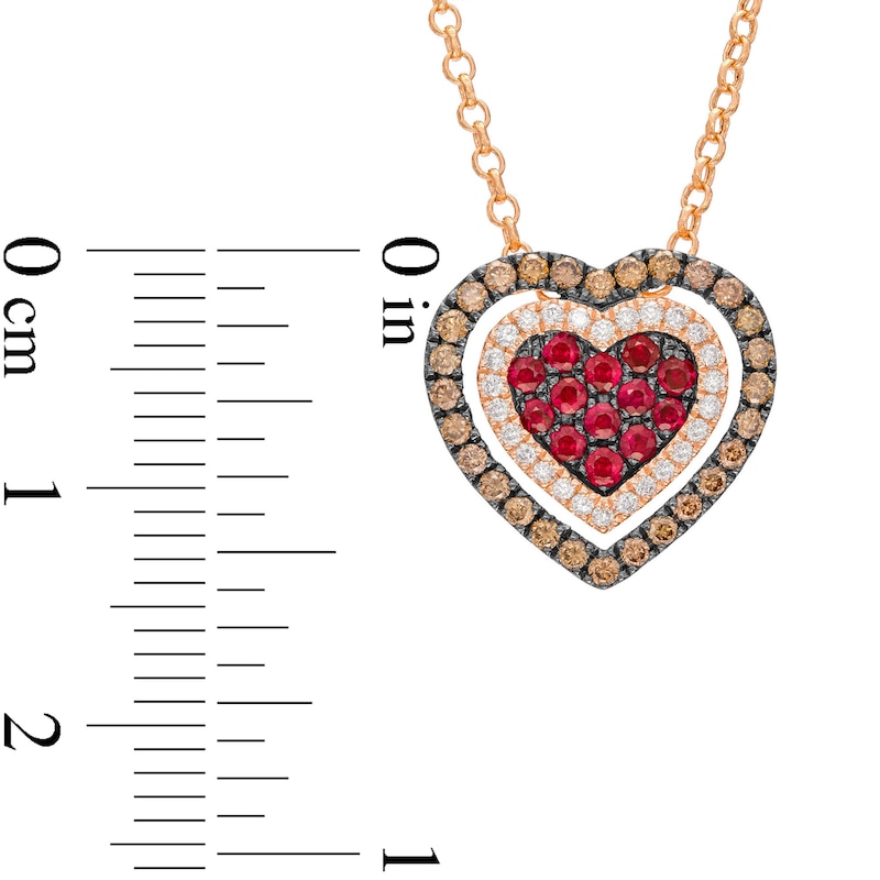 Godiva x Le Vian Ruby Heart Necklace 3/8 ct tw Diamonds Strawberry Gold Plated 18"