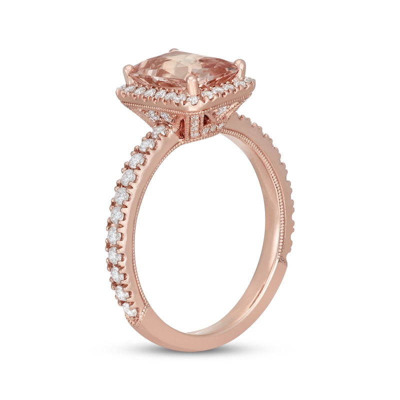 Neil Lane Radiant-Cut Morganite Engagement Ring 5/8 ct tw Diamond Rose Gold Plated