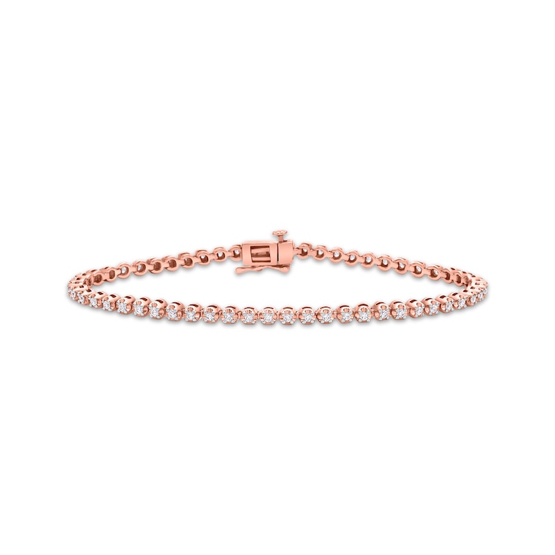 Diamond Tennis Bracelet 1 ct tw Round-cut Rose Gold Plated 7"