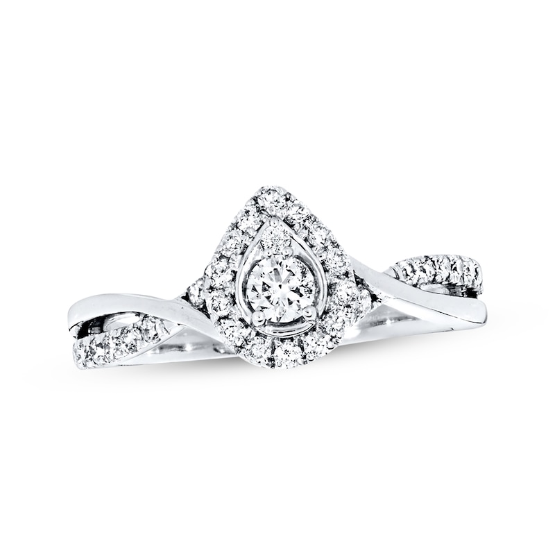 Engagement Ring 3/8 ct tw Diamonds White Gold Plated