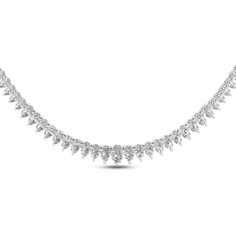 Diamond Riviera Necklace 7 ct tw Pear-Shaped White Gold Plated 18"