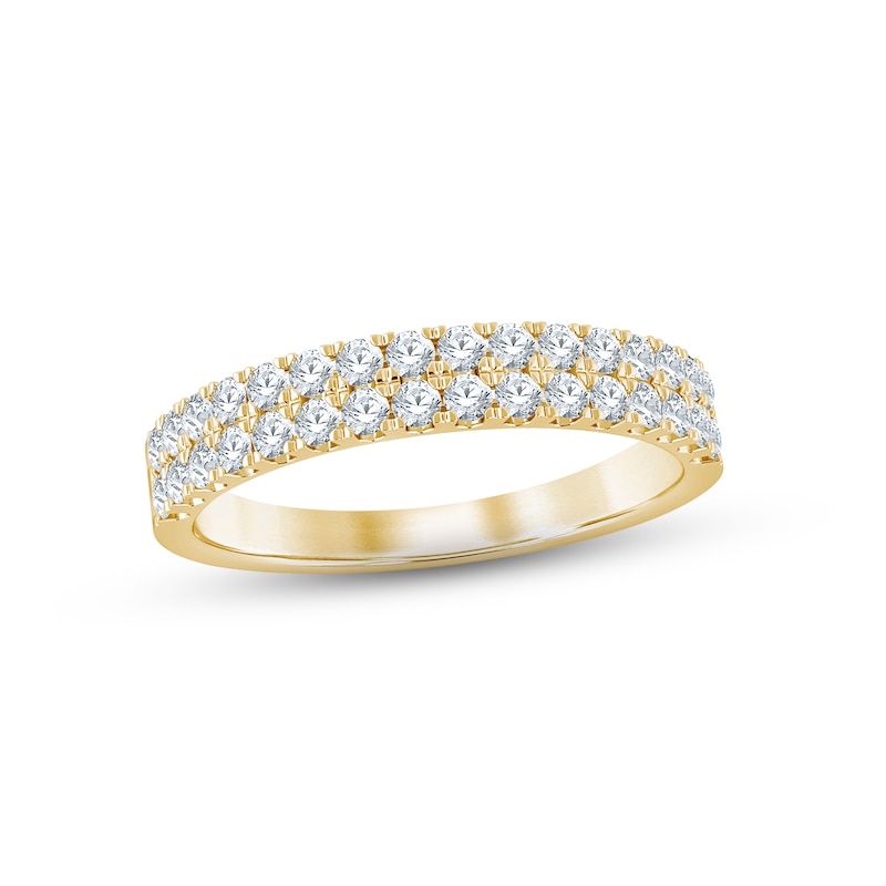 Diamond Anniversary Ring 1/2 ct tw Round-cut Yellow Gold Plated