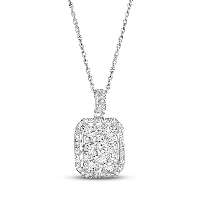Diamond Cushion Necklace 1 ct tw Round-cut White Gold Plated