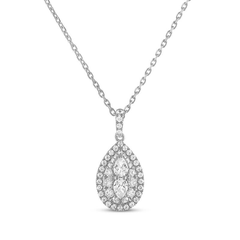 Forever Connected Diamond Necklace 1/2 ct tw Pear & Round-cut White Gold Plated 18"