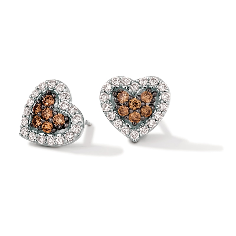Le Vian Diamond Heart Earrings 1/2 ct tw Vanilla Gold Plated