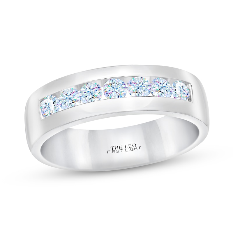 Men's THE LEO First Light Diamond Wedding Band 5/8 ct tw White Gold Plated