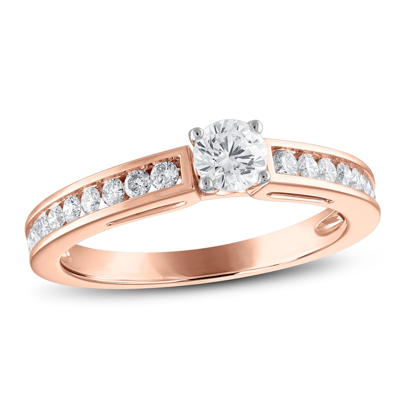 Diamond Engagement Ring 5/8 ct tw Round-cut Rose Gold Plated