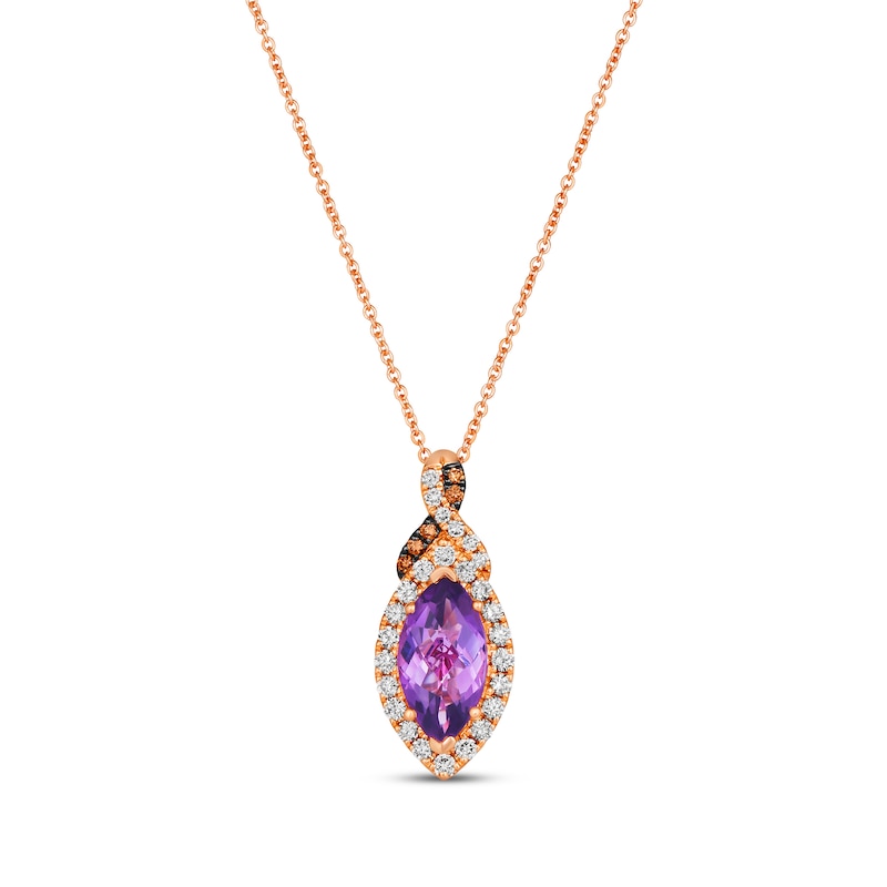 Le Vian Chocolate Twist Amethyst Necklace 1/3 ct tw Diamonds Strawberry Gold Plated 19"