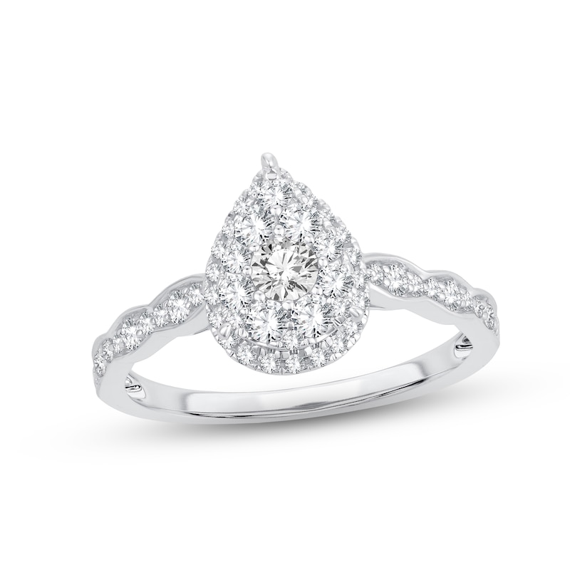 Diamond Engagement Ring 5/8 ct tw Round-cut White Gold Plated