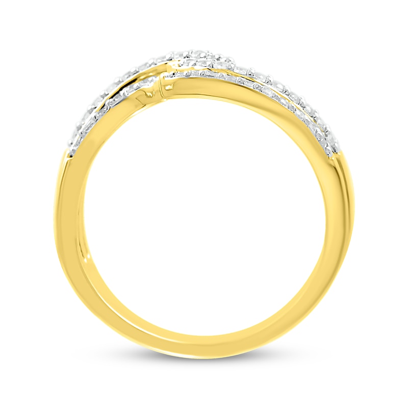 Diamond Open Wave Ring 1/3 ct tw Yellow Gold Plated