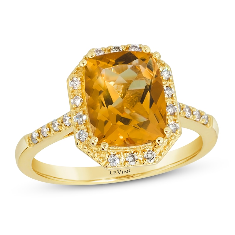Le Vian Citrine Ring 1/6 ct tw Diamonds Honey Gold Plated