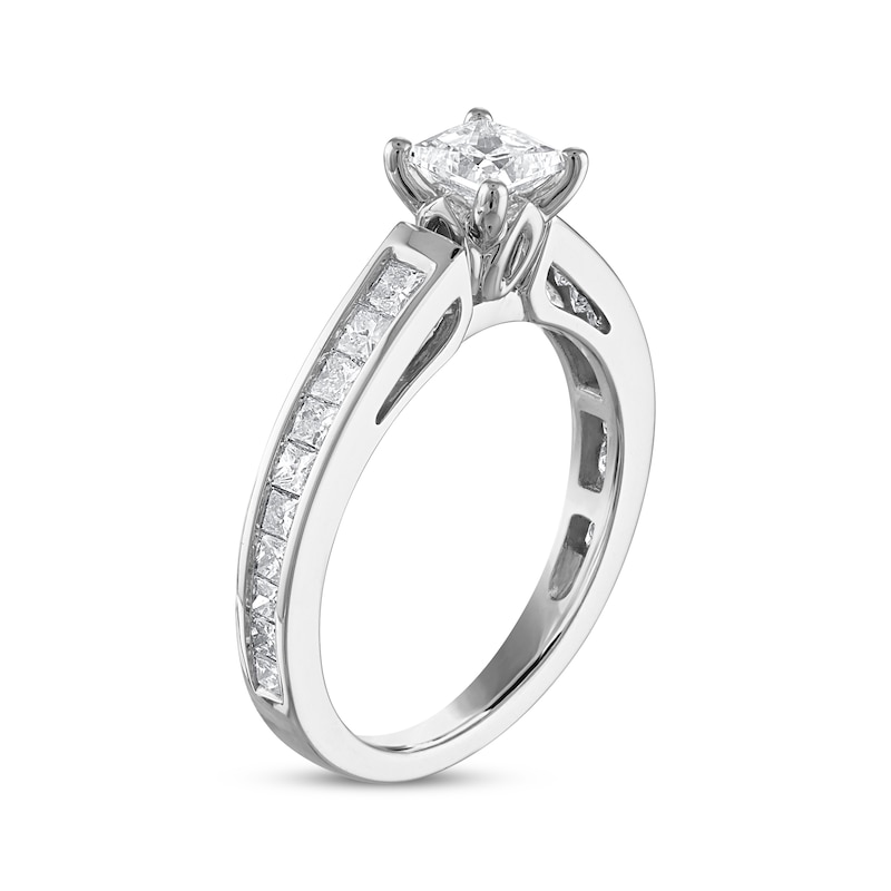 Diamond Engagement Ring 1-1/4 ct tw Princess-cut White Gold Plated