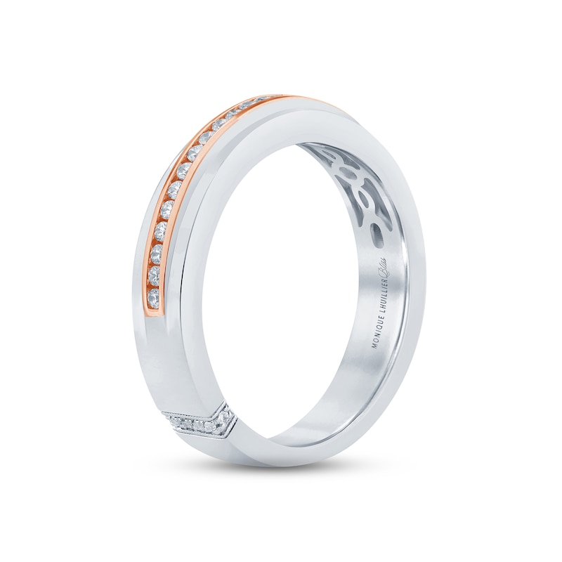 Monique Lhuillier Bliss Men's Diamond Wedding Band 1/4 ct Round-cut Two-Tone Gold Plated
