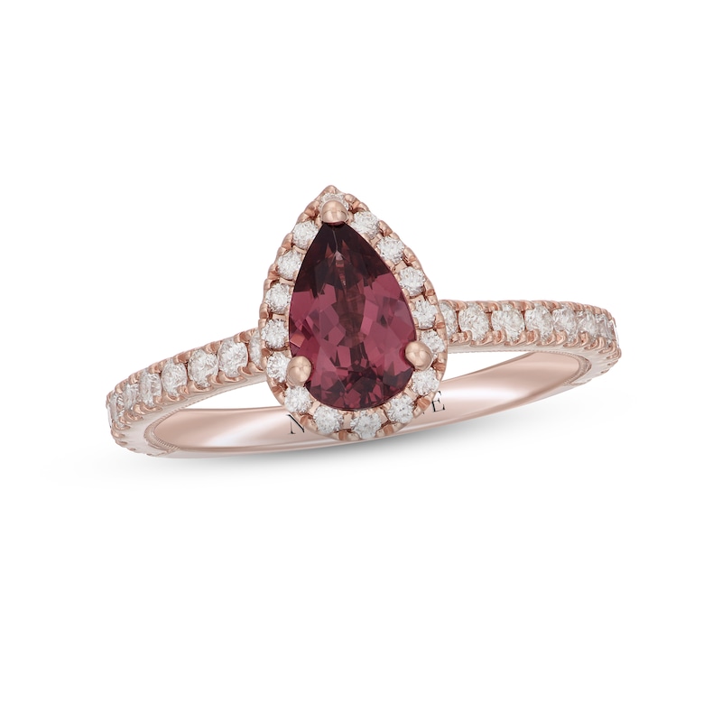 Neil Lane Rhodolite Garnet Engagement Ring 1/2 ct tw Diamonds Rose Gold Plated