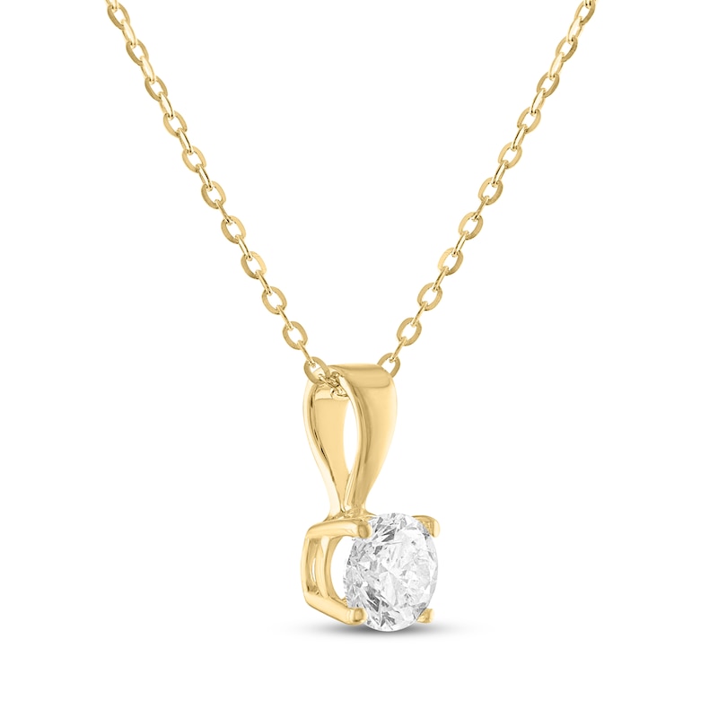 Diamond Solitaire Necklace 1/2 ct tw Yellow Gold Plated 18"