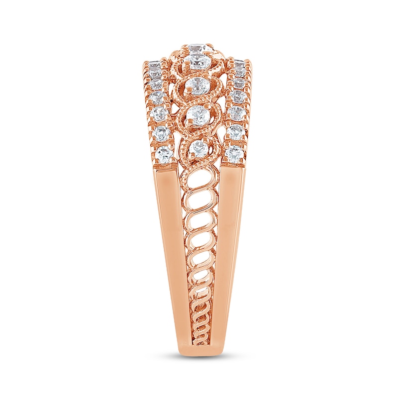 Diamond Anniversary Ring 1/2 ct tw Round-cut Rose Gold Plated