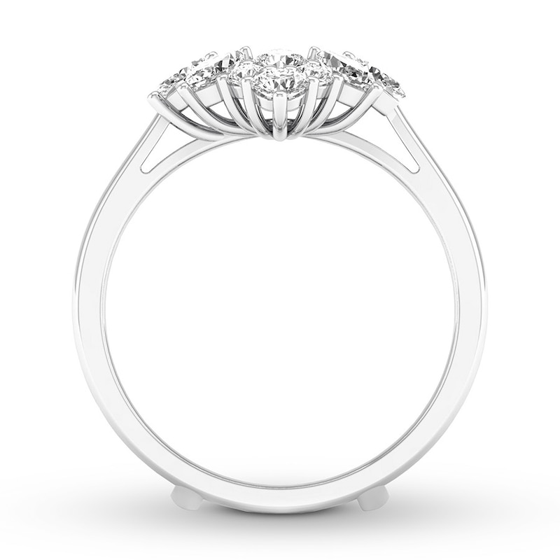 Diamond Enhancer Ring 3/4 ct tw Round/Marquise White Gold Plated
