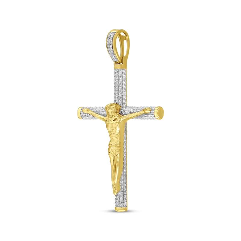Diamond Crucifix Charm 1/3 ct tw Yellow Gold Plated