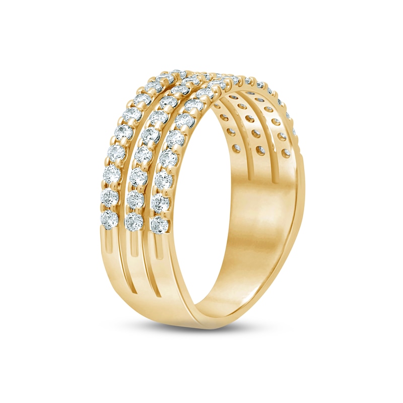 Diamond Anniversary Ring 3/4 ct tw Round-cut Yellow Gold Plated