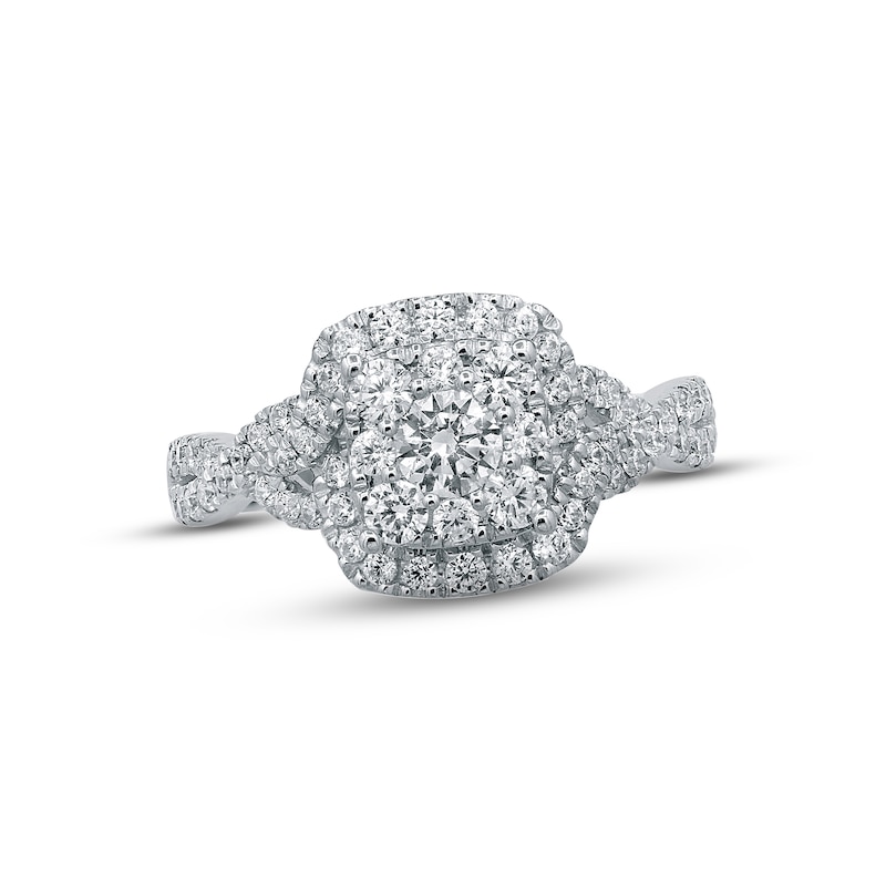 Diamond Engagement Ring 7/8 ct tw Round-cut White Gold Plated