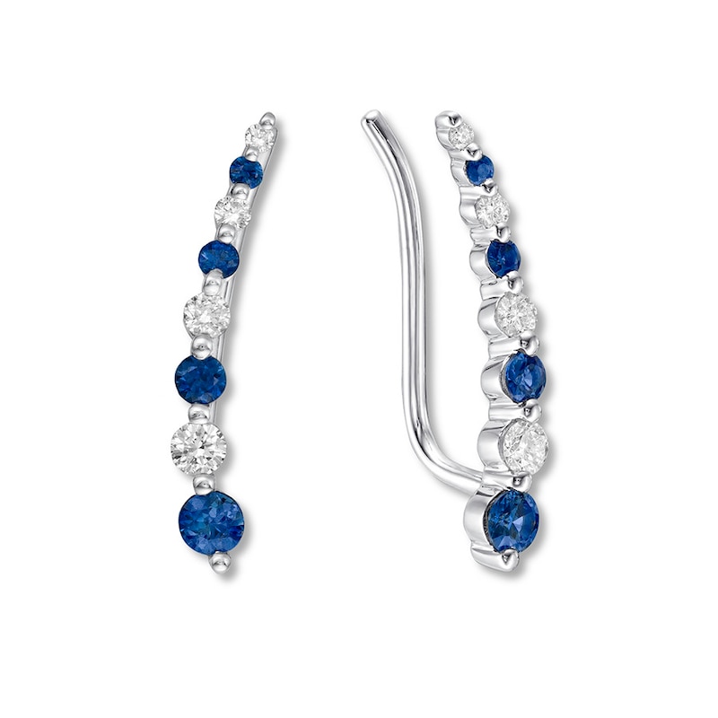 Le Vian Sapphire Earring Climbers 1/5 ct tw Diamonds Gold Plated