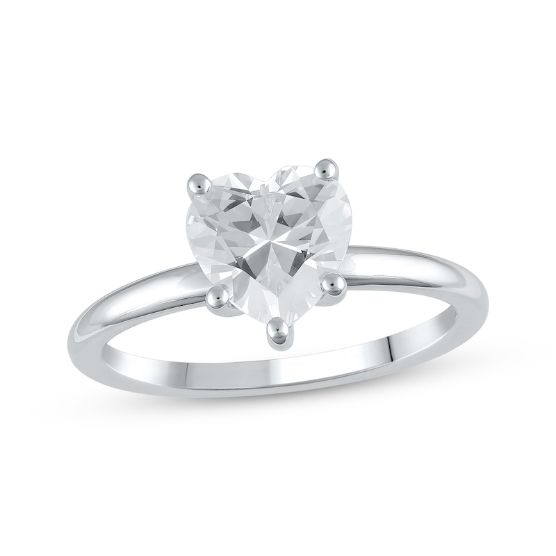 Lab-Created Diamonds by Heart-Shaped Solitaire Ring 1-1/2 ct tw White Gold Plated