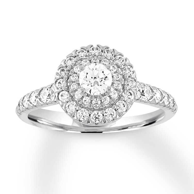 Diamond Engagement Ring 5/8 ct tw Round-cut White Gold Plated
