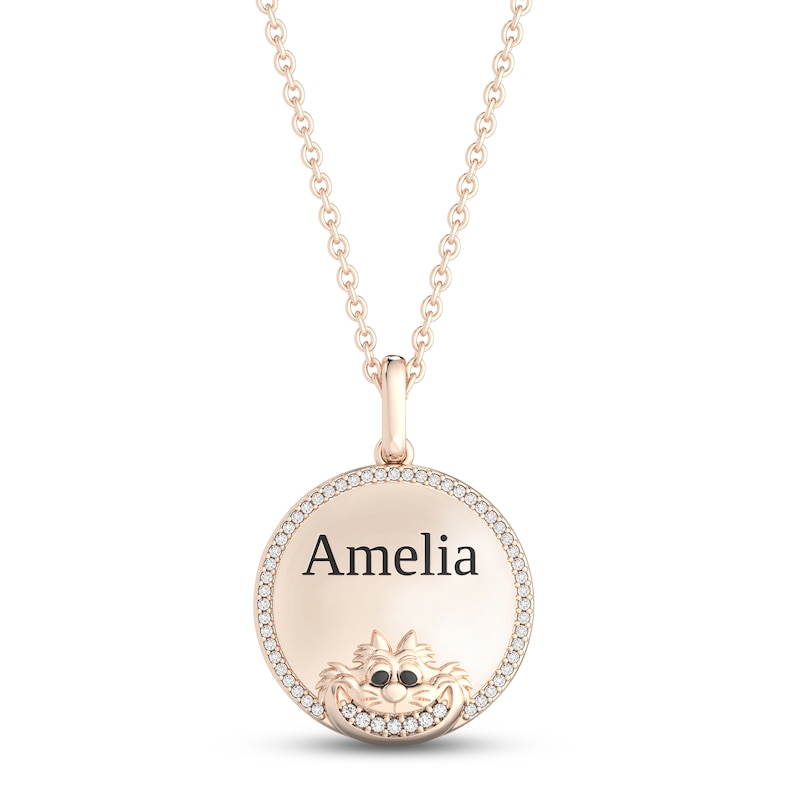 Treasures Wonderland "Cheshire Cat" Diamond Necklace 1/10 ct tw Rose Gold Plated 17"