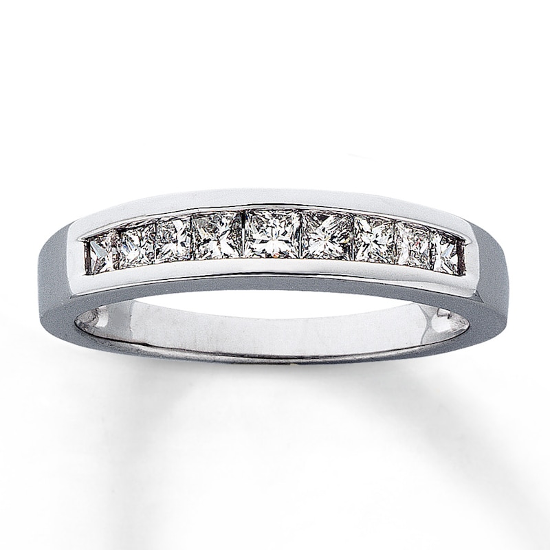 Diamond Anniversary Band 1/2 ct tw Princess-cut White Gold Plated