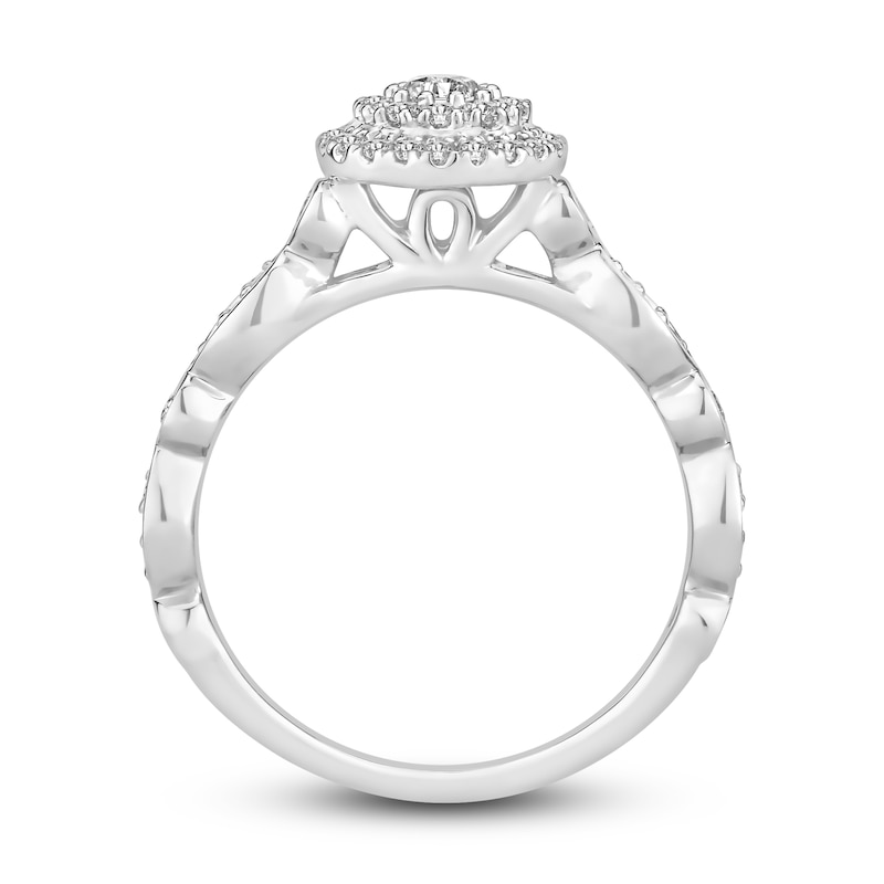 Diamond Engagement Ring 1/2 ct tw Round-Cut White Gold Plated