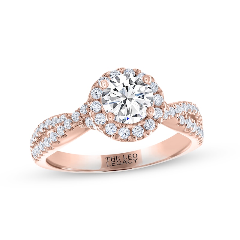 THE LEO Legacy Lab-Created Diamond Engagement Ring 1-3/8 ct tw Rose Gold Plated
