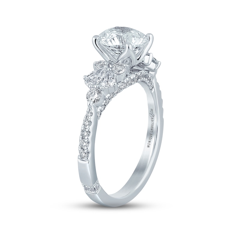 Monique Lhuillier Bliss Diamond Engagement Ring 2-1/8 ct tw Round & Pear-shaped White Gold Plated