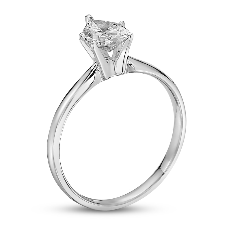 Certified Diamond Solitaire 1 ct Pear-shaped White Gold Plated